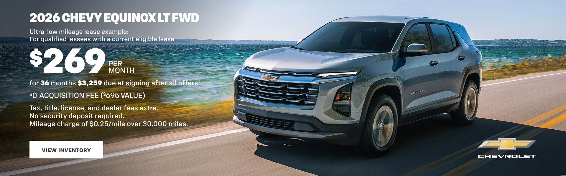 2026 Chevy Equinox LT FWD. Ultra-low mileage lease example gor qualified lessees with a current e...